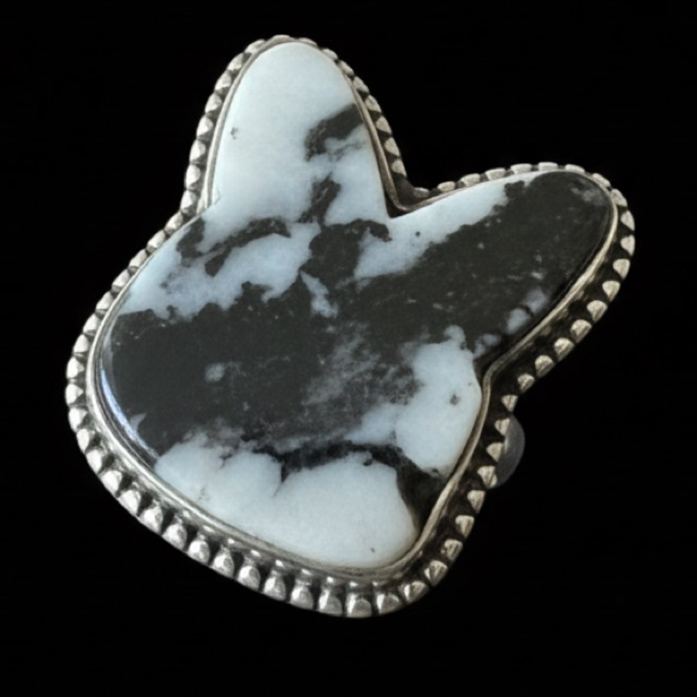 Elegant Black and White zebra Jasper Ring